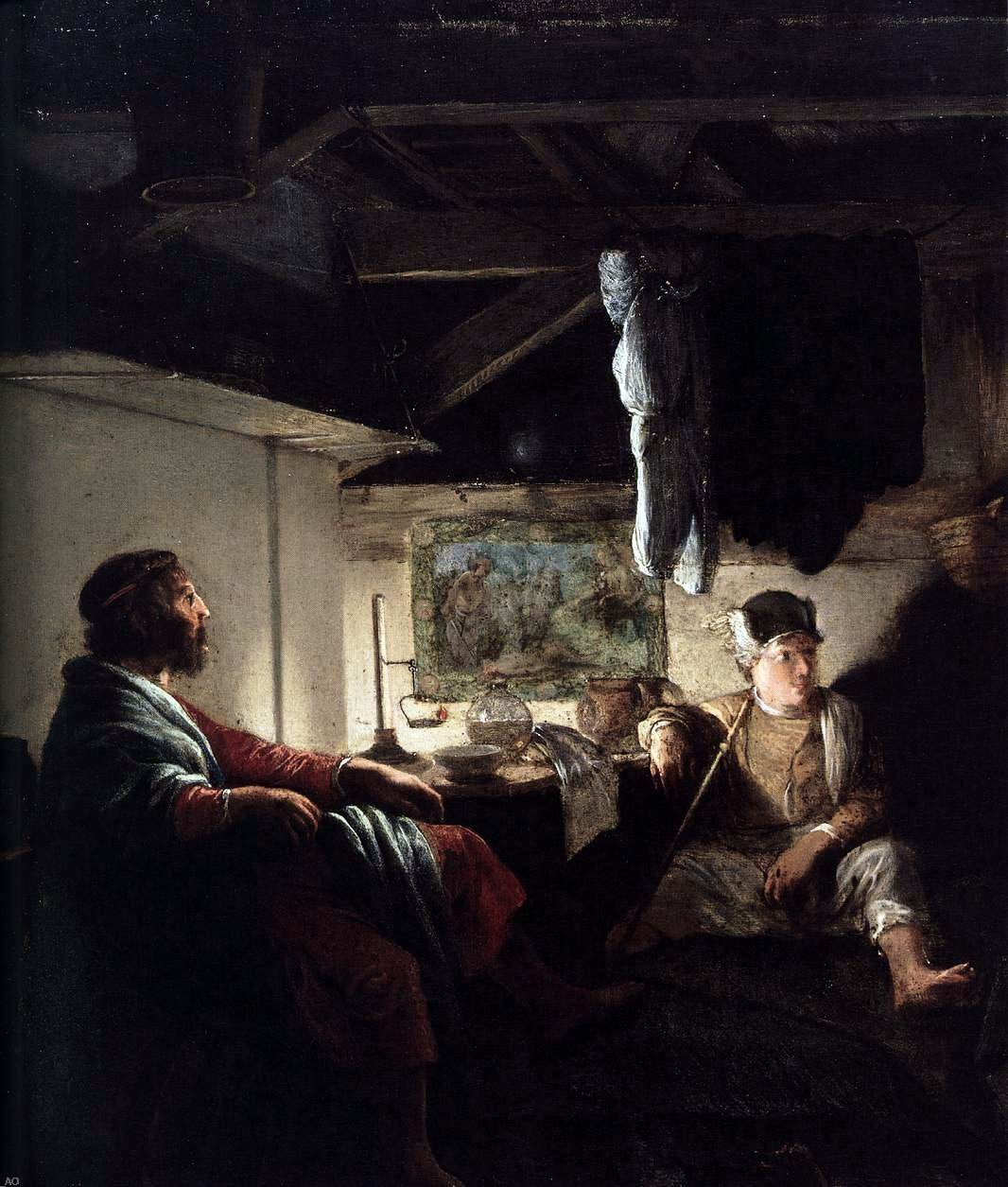 Adam Elsheimer Jupiter and Mercury at Philemon and Baucis (detail) - Canvas Print