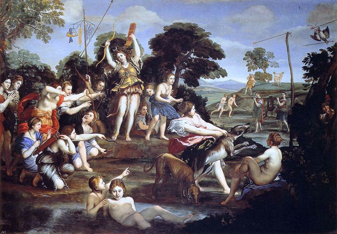 Domenichino Diana and her Nymphs - Canvas Print