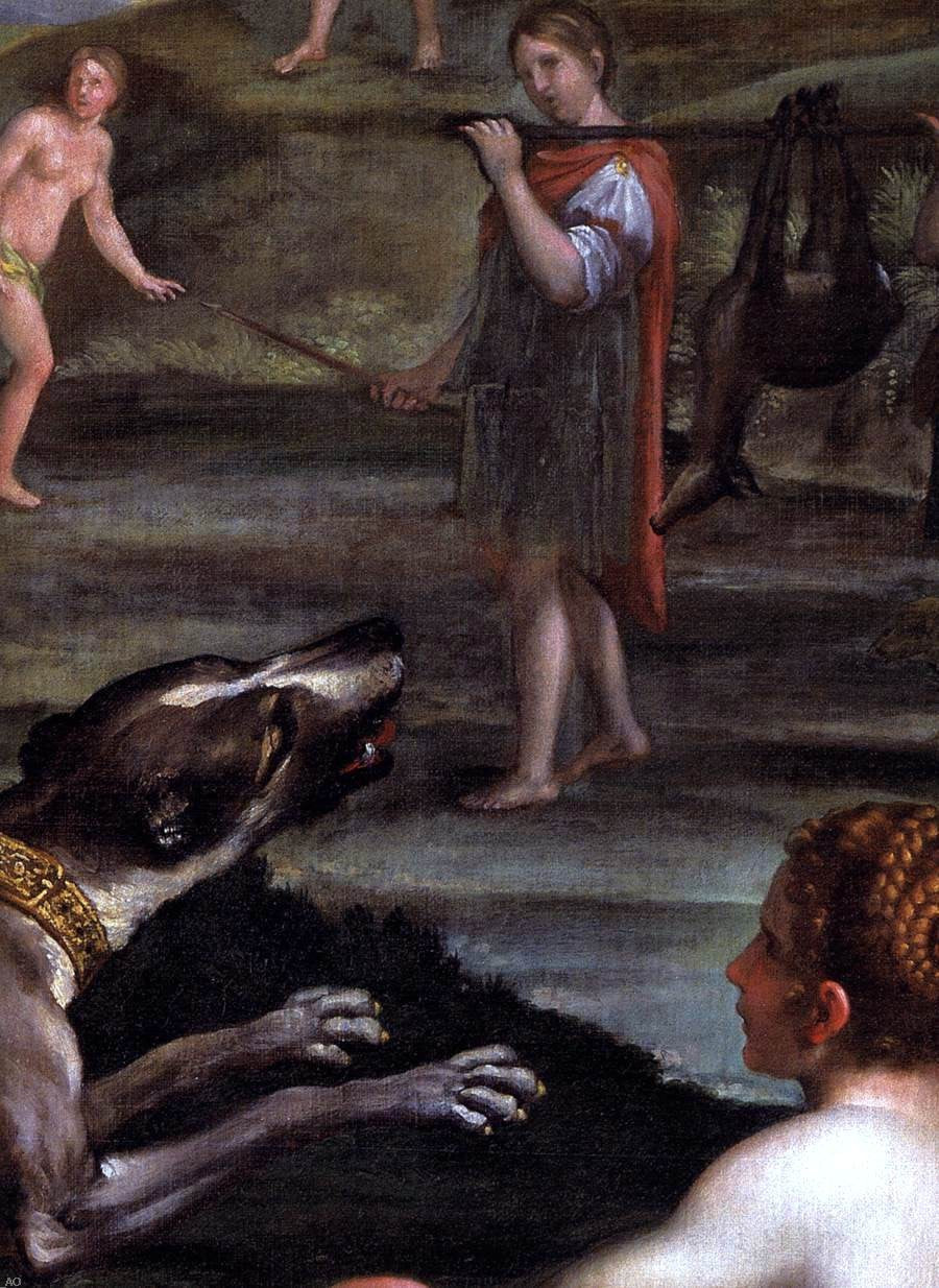 Domenichino Diana and her Nymphs (detail) - Canvas Print