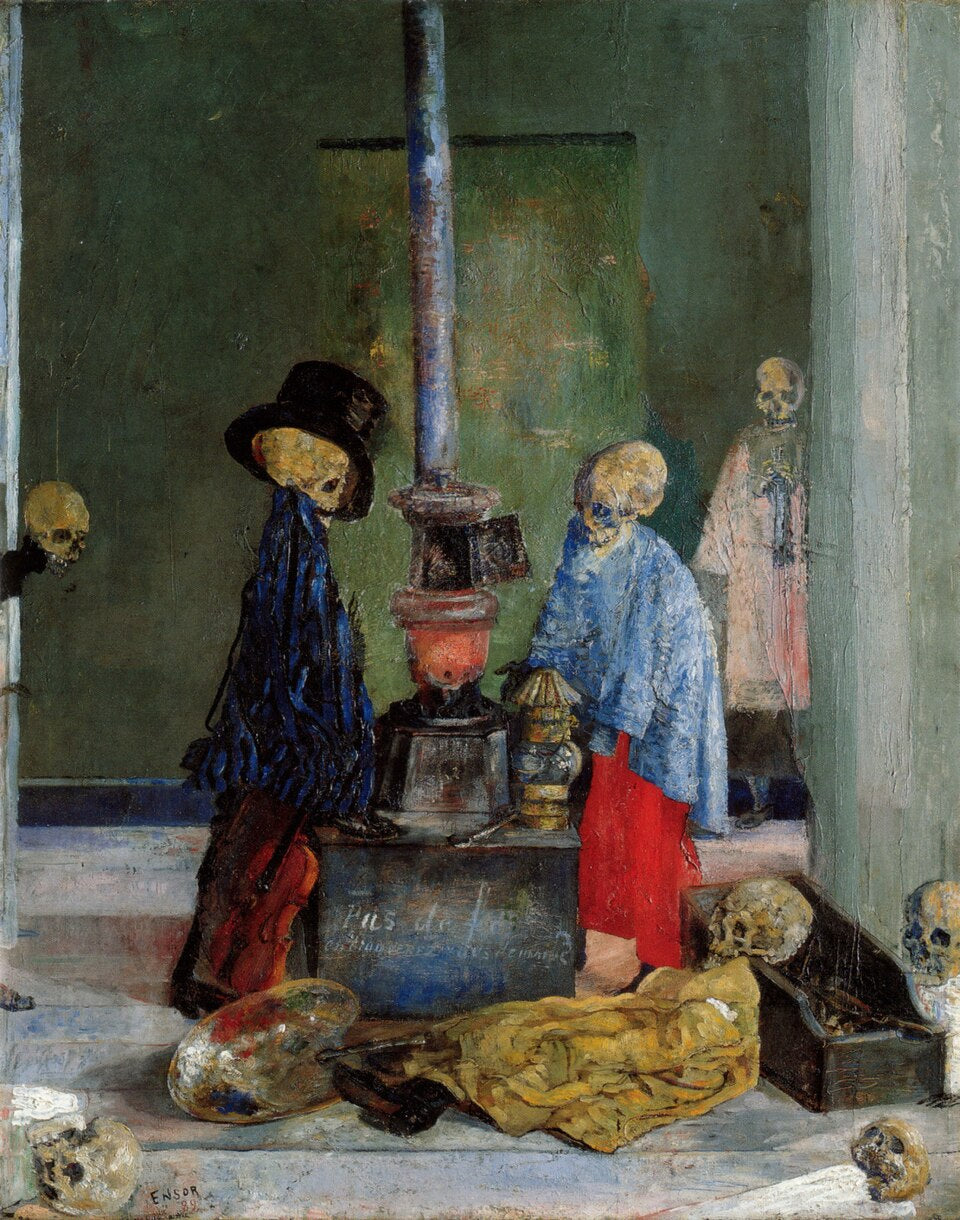 James Ensor Skeletons Warming Themselves - Canvas Print