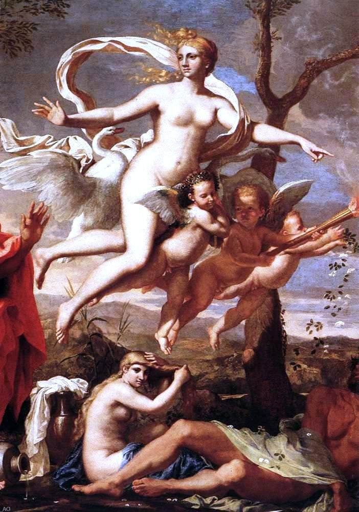 Nicolas Poussin Venus Presenting Arms to Aeneas (detail) - Canvas Print
