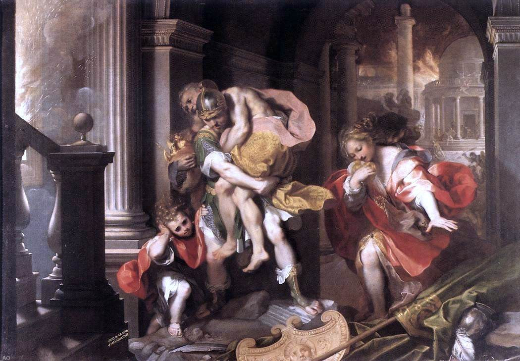 Federico Fiori Barocci Aeneas' Flight from Troy - Canvas Print