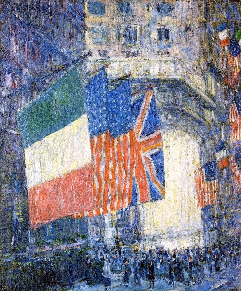 Frederick Childe Hassam Avenue of the Allies (also known as Flags on the Waldorf) - Canvas Print