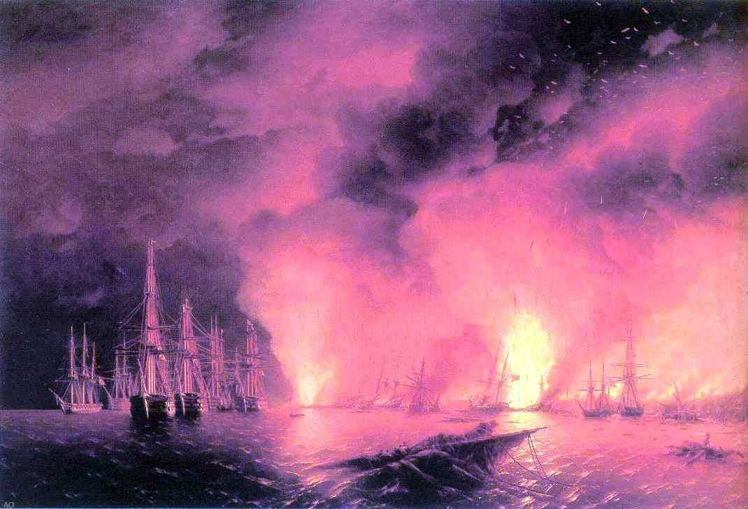 Ivan Constantinovich Aivazovsky Battle near Sinop - Canvas Print
