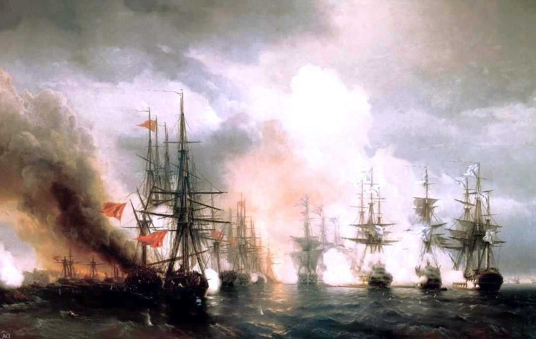 Ivan Constantinovich Aivazovsky Battle near Sinop (during daylight hours version) - Canvas Print