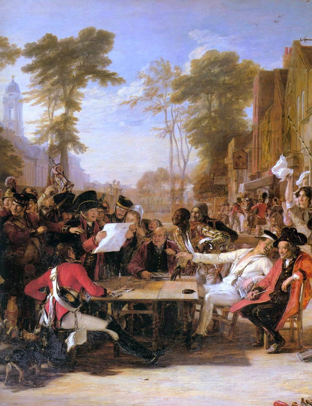 Sir David Wilkie Chelsea Pensioners Reading the Waterloo Dispatch (detail) - Canvas Print