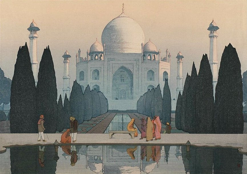 Hiroshi Yoshida Morning Mist in Taj Mahal, No. 5 - Canvas Print
