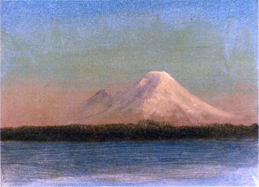 Albert Bierstadt Snow-Capped Mountain at Twilight - Canvas Print