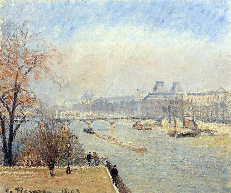 Camille Pissarro The Louvre - March Mist - Canvas Print