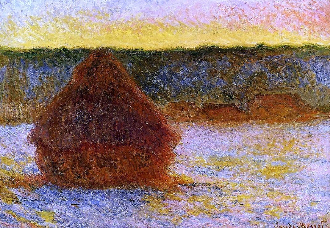 Claude Oscar Monet Grainstack at Sunset, Winter - Canvas Print