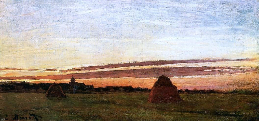 Claude Oscar Monet Grainstacks at Chailly at Sunrise - Canvas Print