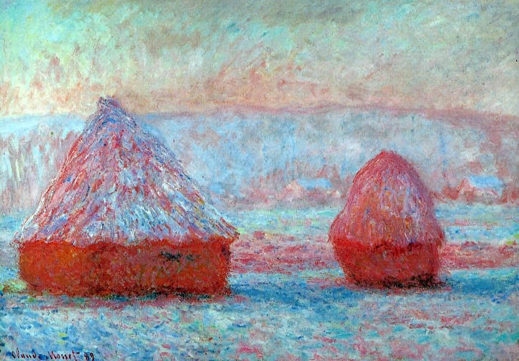 Claude Oscar Monet Grainstacks at Giverny, Morning Effect - Canvas Print