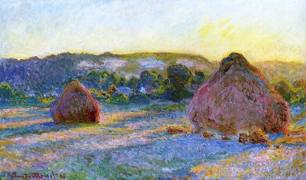 Claude Oscar Monet Grainstacks at the End of Summer, Evening Effect - Canvas Print