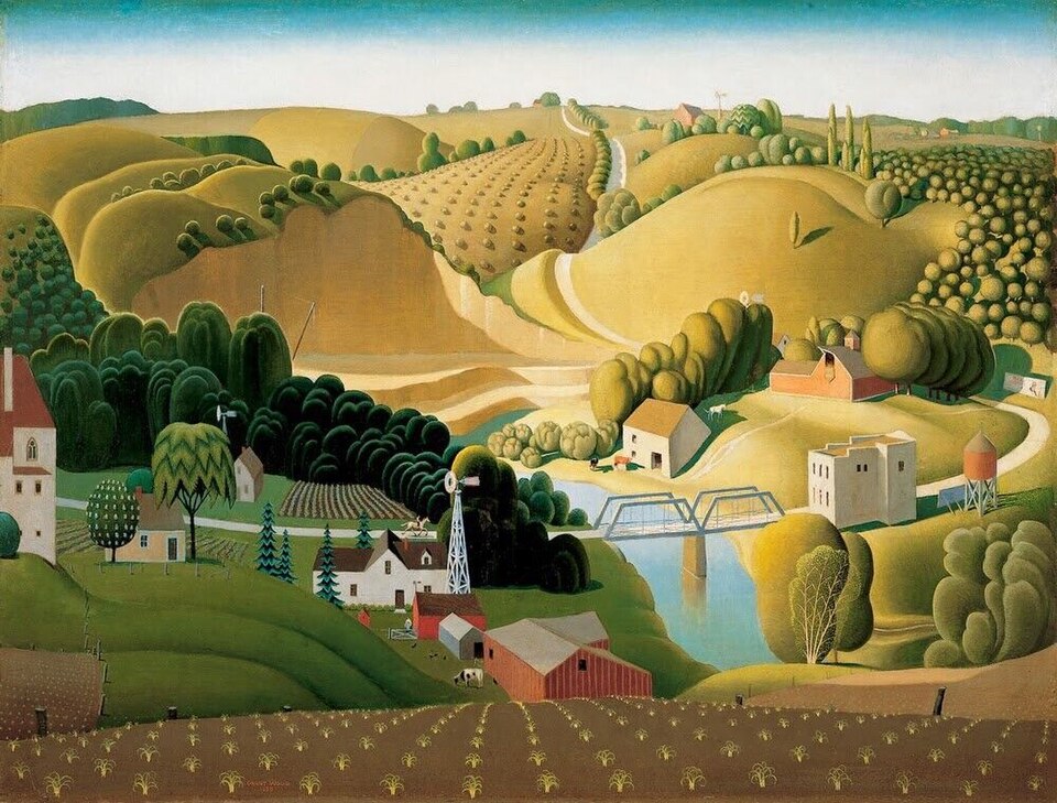 Grant Wood Stone City, Iowa - Canvas Print