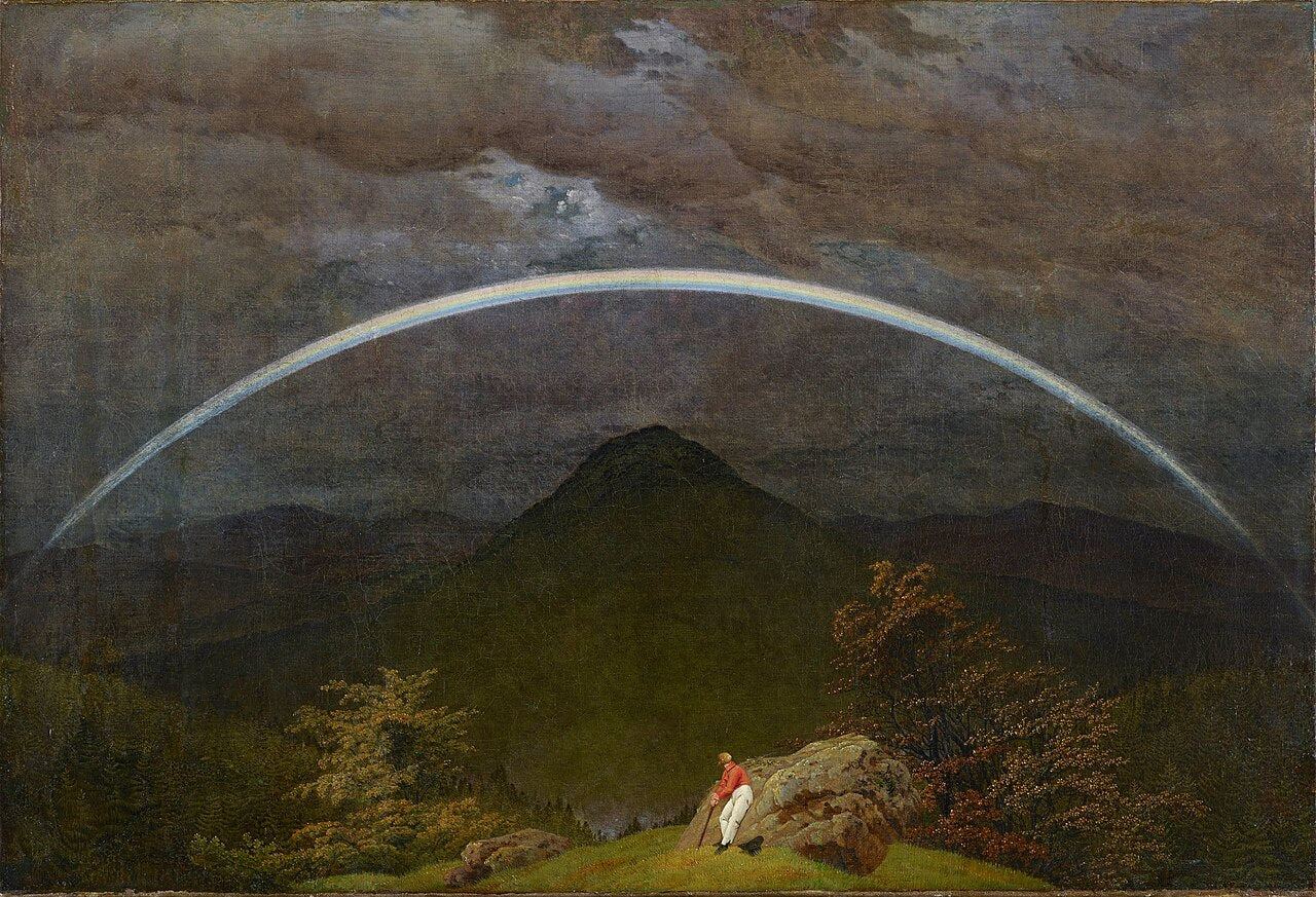 Caspar David Friedrich Mountain Landscape with Rainbow - Canvas Print