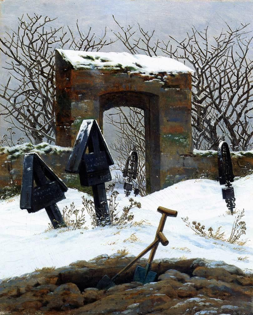 Caspar David Friedrich Graveyard under Snow - Canvas Print