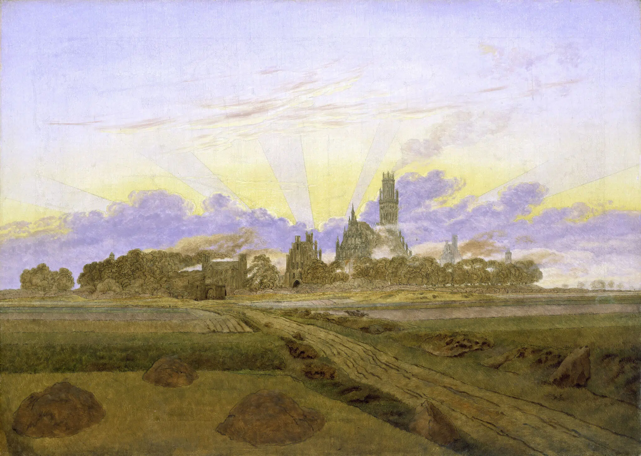 Caspar David Friedrich Neubrandenburg Burning - Canvas Print