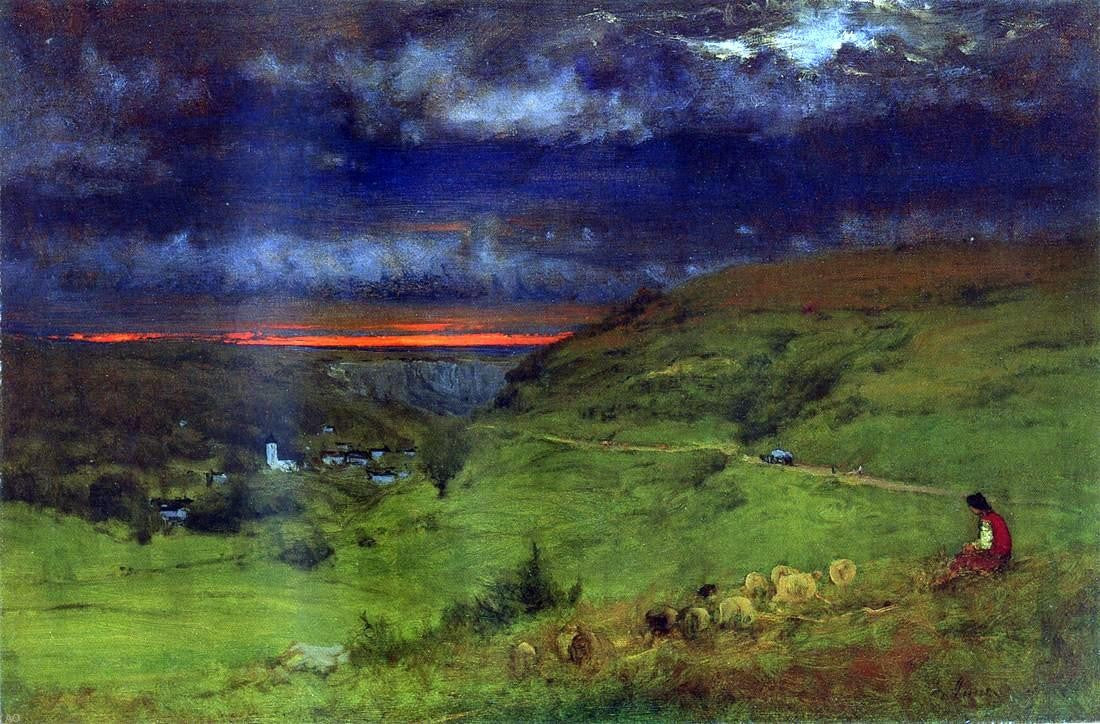 George Inness Sunset at Etretat - Canvas Print