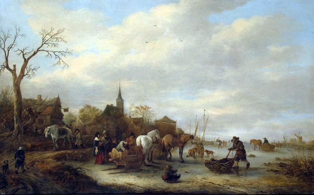 Isaac Van Ostade Winter Landscape - Canvas Print