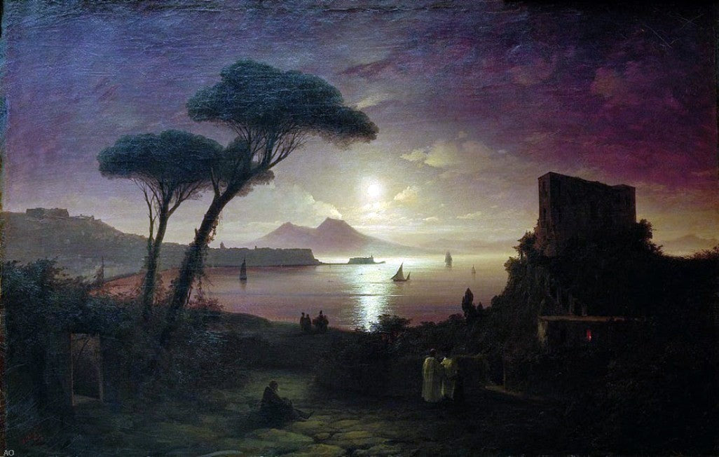 Ivan Constantinovich Aivazovsky The Bay of Naples at Moonlit Night - Canvas Print