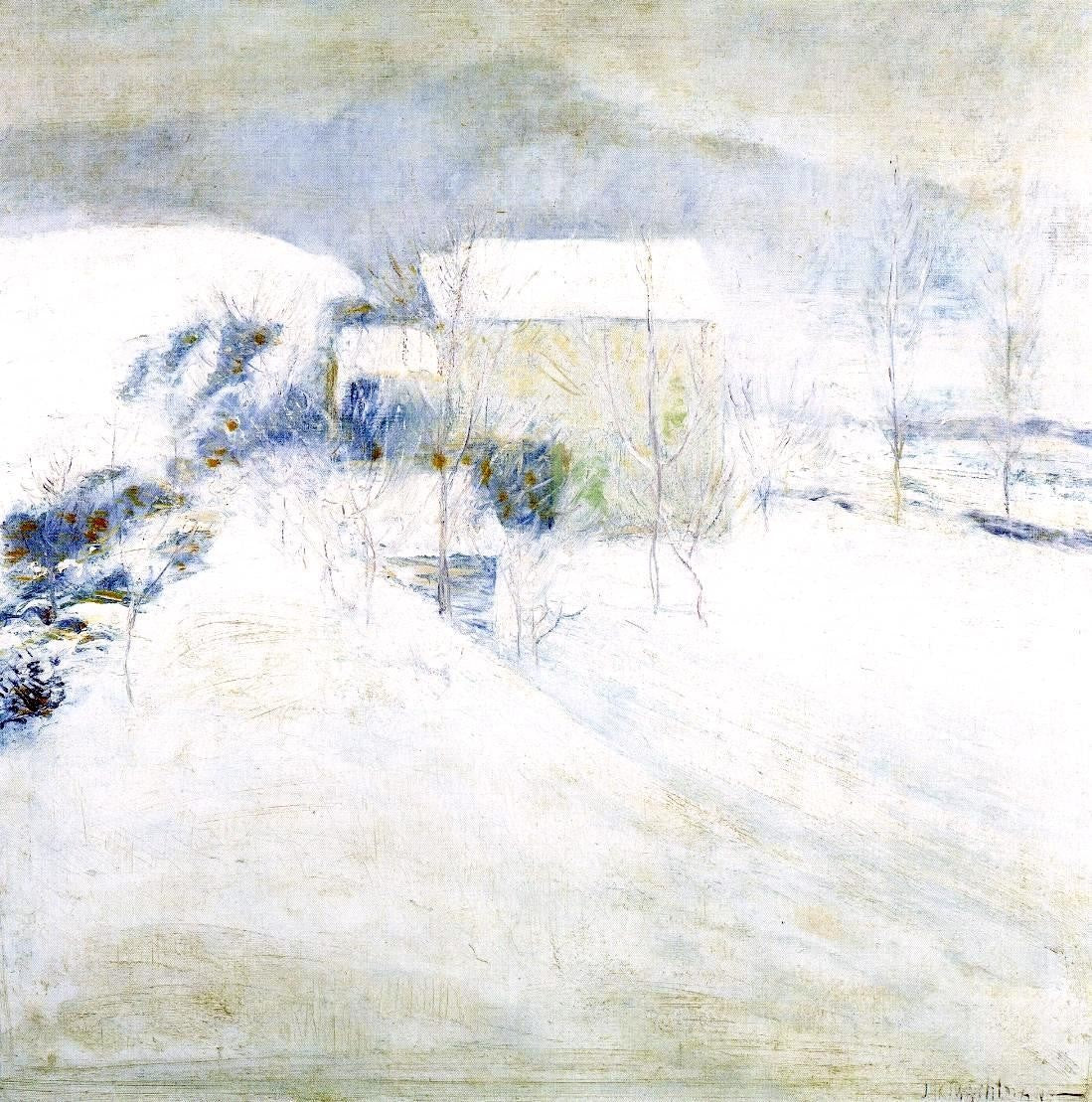 John Twachtman Snow Scene at Utica - Canvas Print