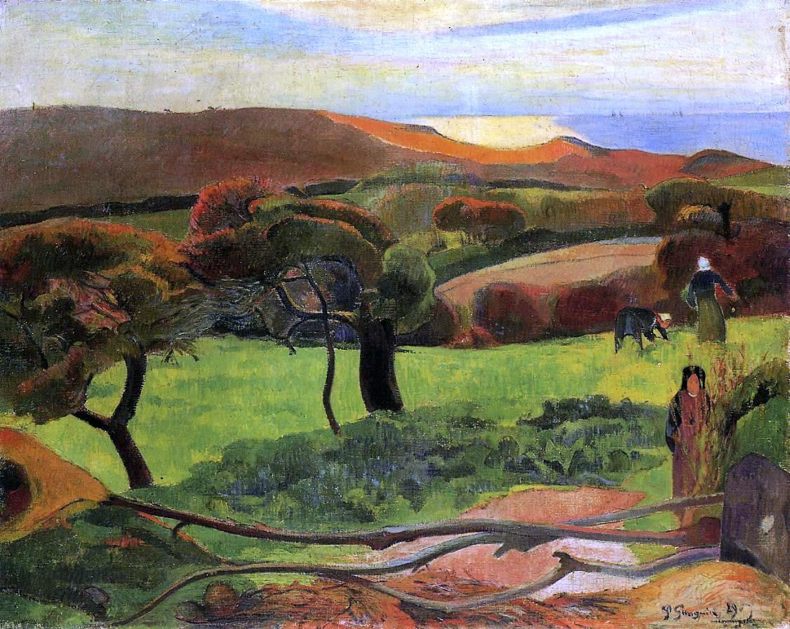 Paul Gauguin Breton Landscape - Fields by the Sea (also known as Le Pouldu) - Canvas Print