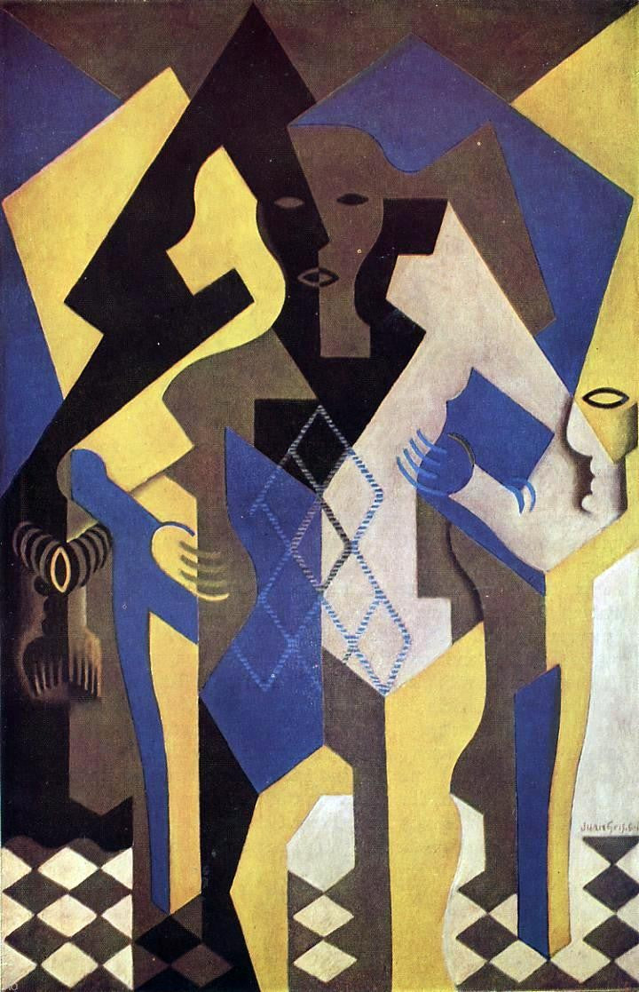Juan Gris Harlequin at a Table - Canvas Print