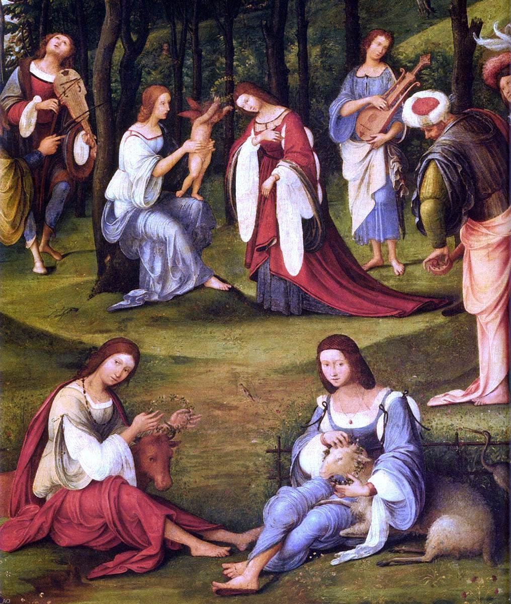 The Elder Lorenzo Costa Court of Isabella d'Este (detail) - Canvas Print