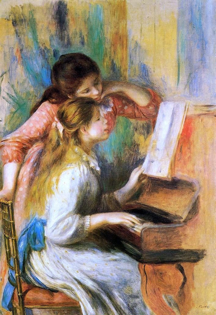 Pierre Auguste Renoir Girls at the Piano - Canvas Print