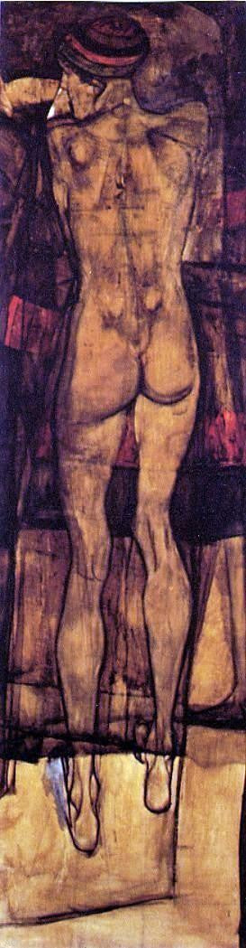 Egon Schiele Female Nude - Back View - Canvas Print