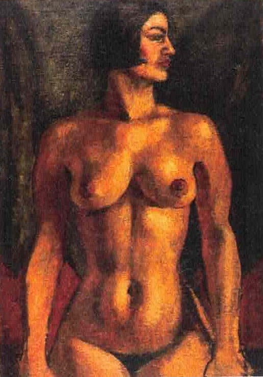 Amrita Sher-Gil Sitting Nude - Canvas Print
