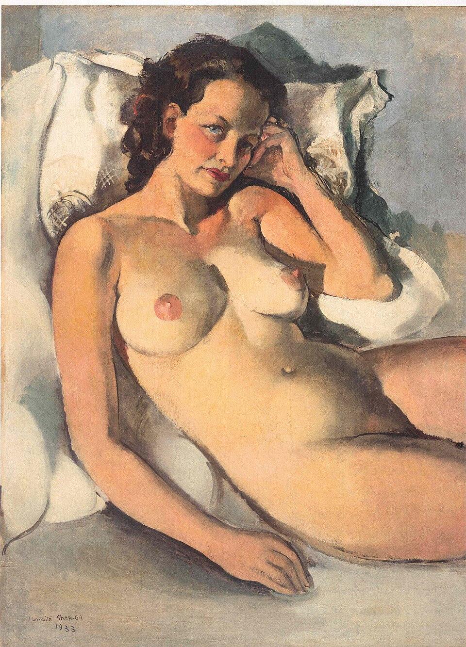 Amrita Sher-Gil Reclining Nude - Canvas Print