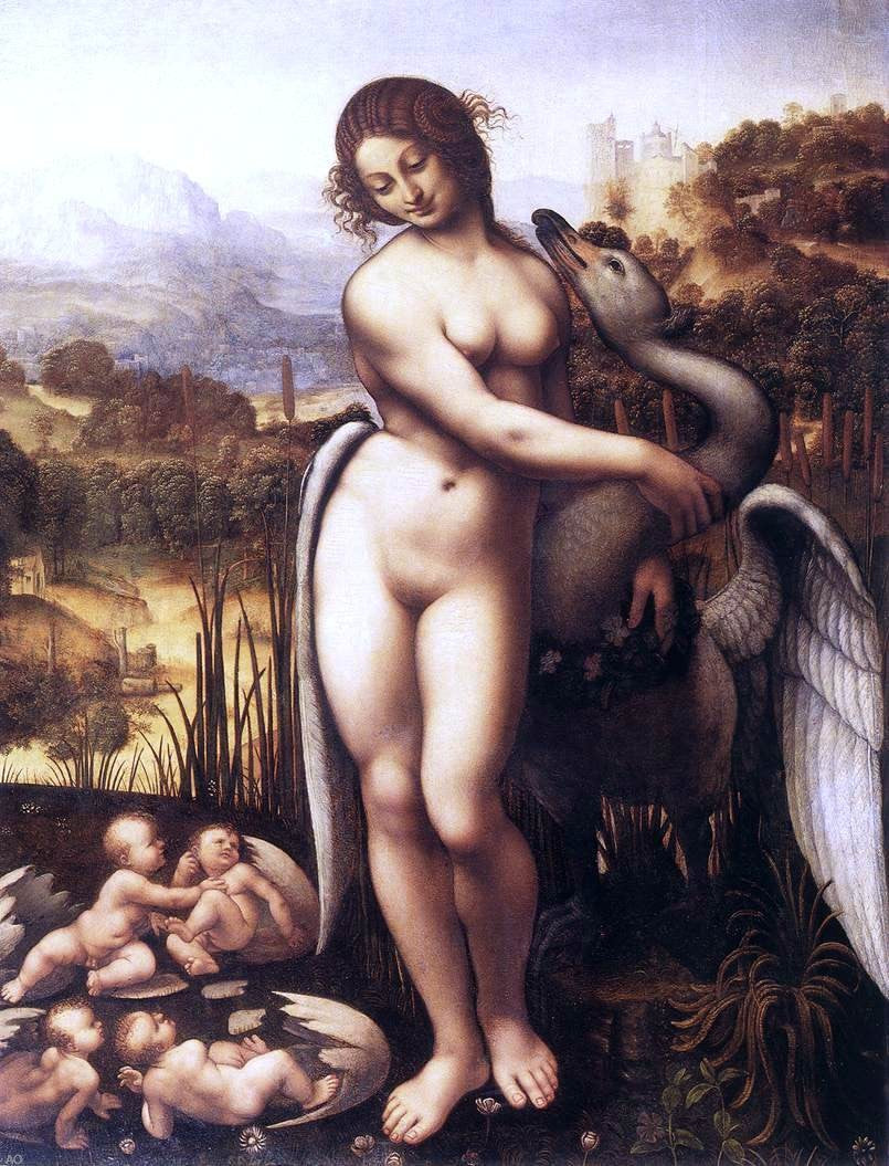 Leonardo Da Vinci Leda and the Swan - Canvas Print