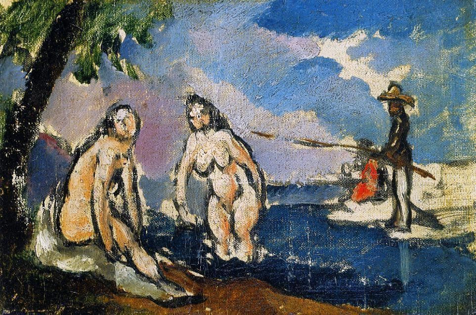 Paul Cezanne Bathers and Fisherman with a Line - Canvas Print
