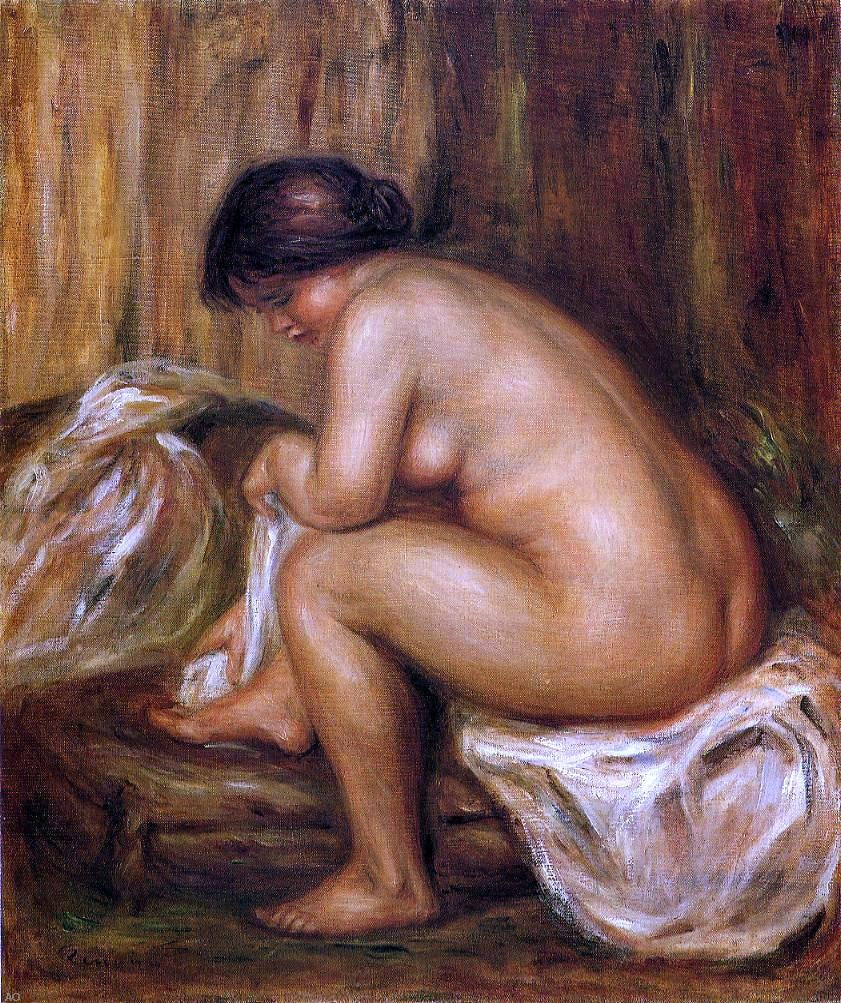 Pierre Auguste Renoir After Bathing - Canvas Print