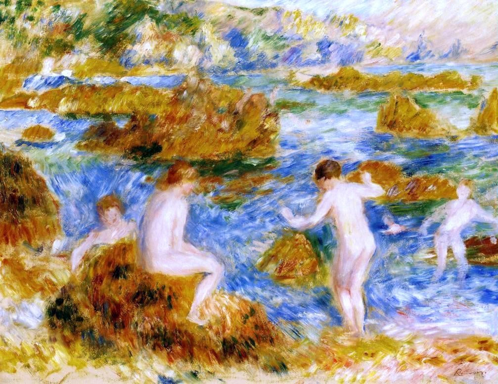 Pierre Auguste Renoir Nude Boys on the Rocks at Guernsey - Canvas Print