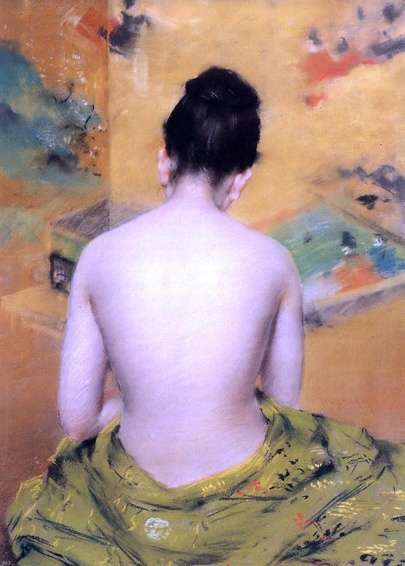 William Merritt Chase Back of a Nude (also known as Study of Flesh Color and Gold) - Canvas Print