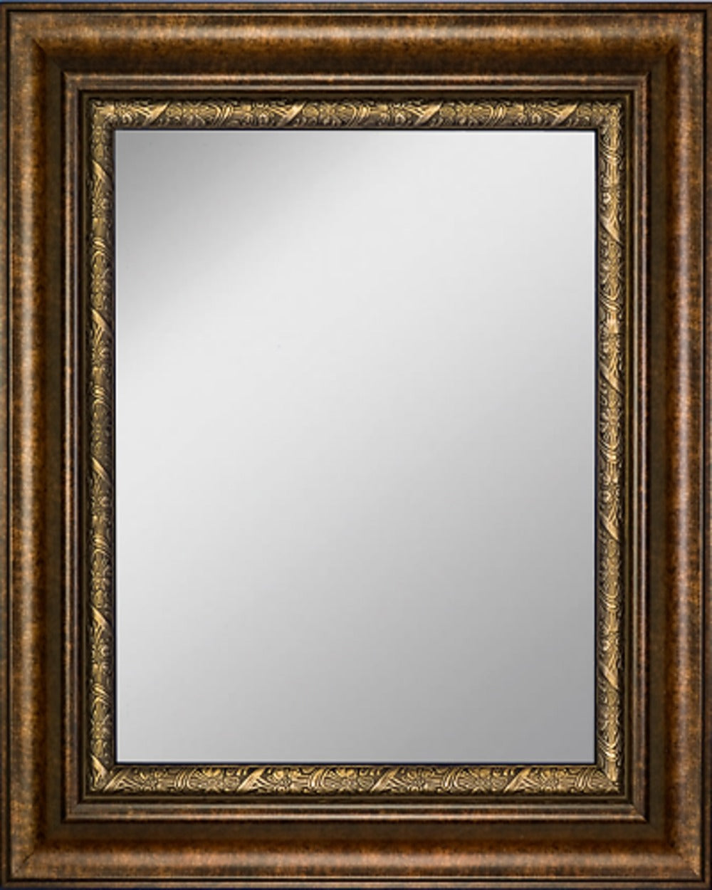 Framed Mirror 21.8" x 25.7" with Copper Finish Frame with Brown Floral Lip