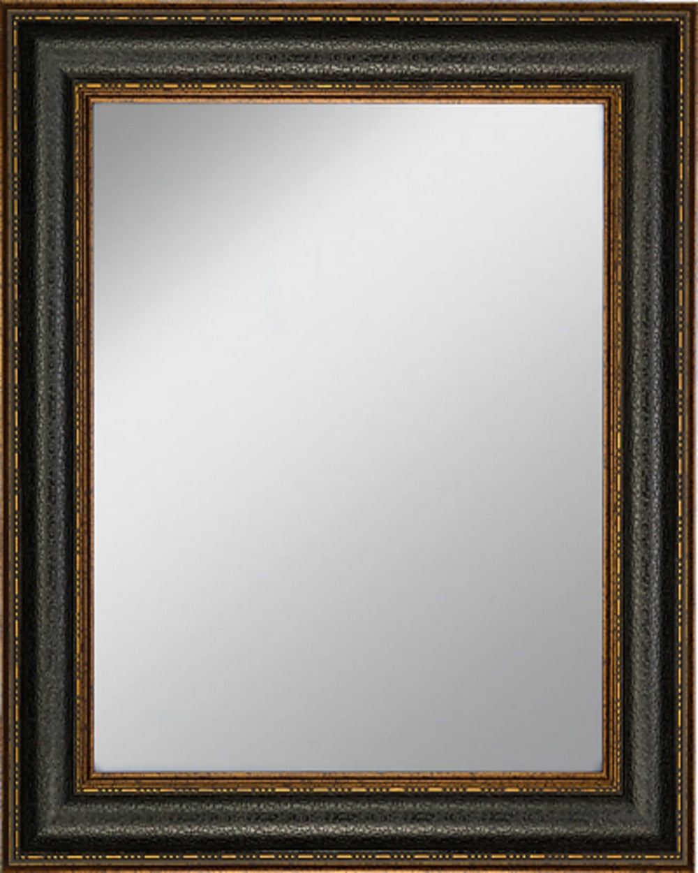Framed Mirror 22.75" x 26.75" with Black Leather Look Design Frame