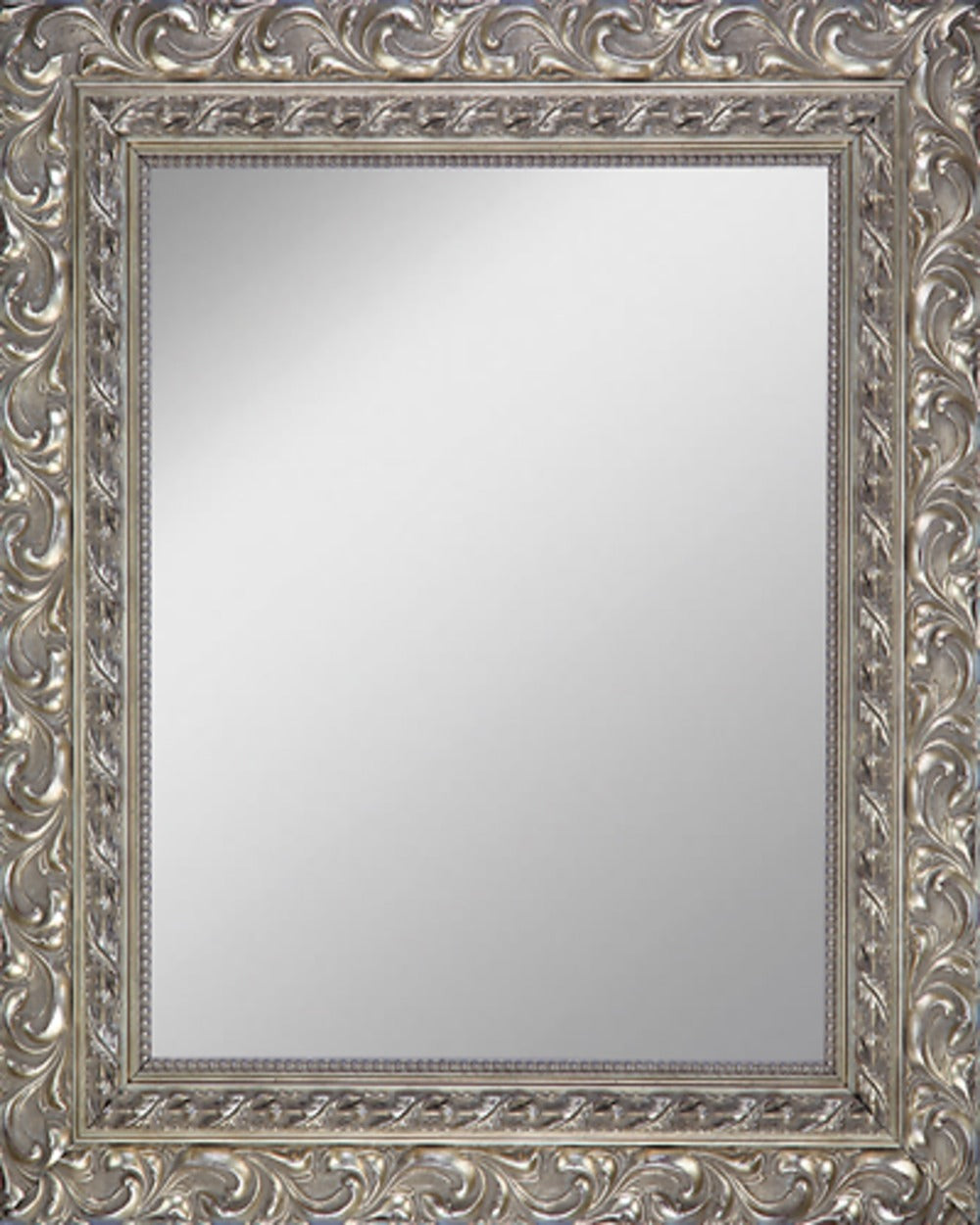 Framed Mirror 20.3" x 24.2" with Ornate Antique Silver Finish Frame