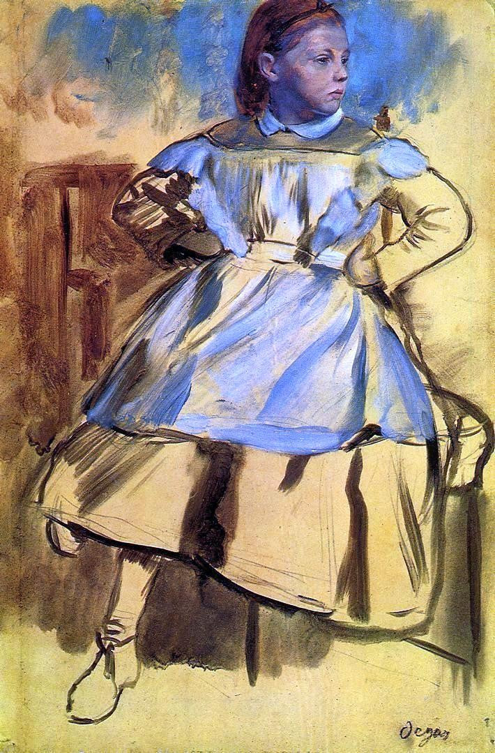 Edgar Degas Portrait of Giulia Bellelli (sketch) - Canvas Print