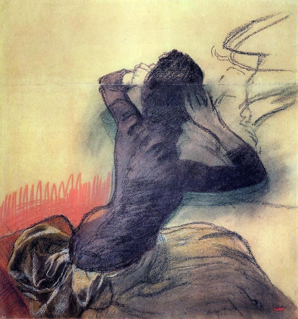 Edgar Degas Seated Woman Adjusting Her Hair - Canvas Print