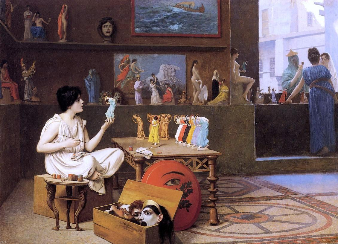 Jean-Leon Gerome Painting Breathes Life into Sculpture - Canvas Print