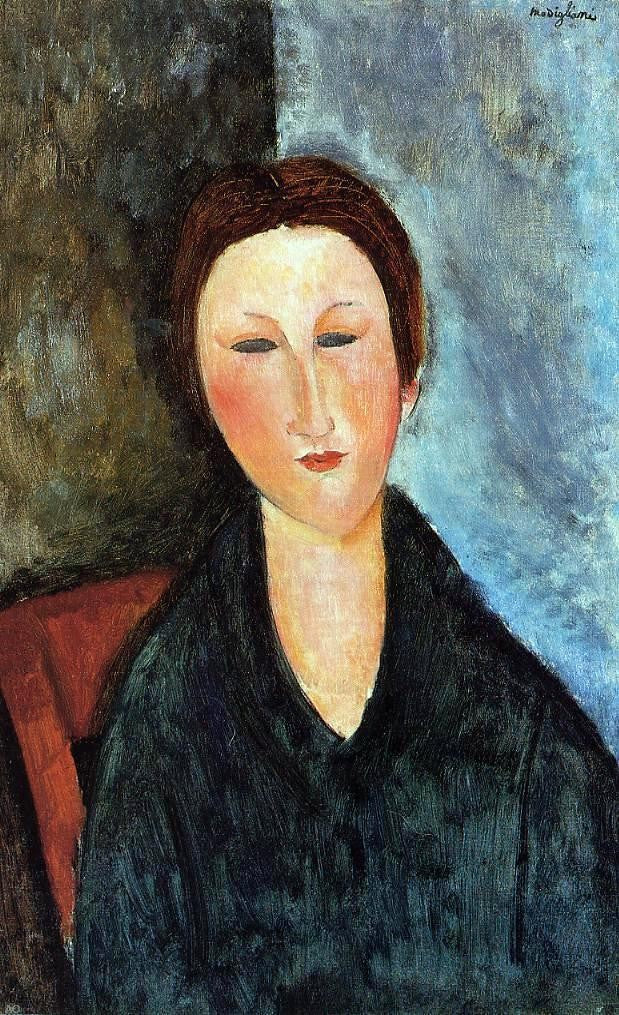 Amedeo Modigliani Bust of a Young Woman (also known as Mademoiselle Marthe) - Canvas Print