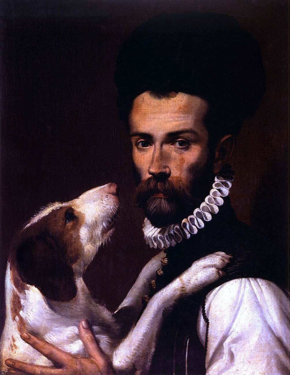 Bartolomeo Passerotti Portrait of a Man with a Dog (detail) - Canvas Print