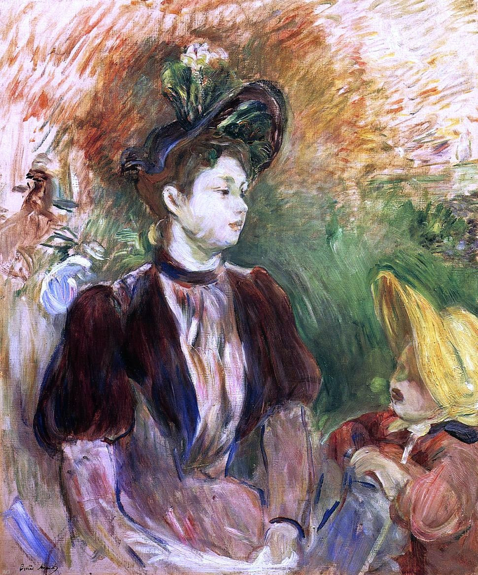 Berthe Morisot Young Woman and Child, Avenue du Bois - Canvas Print
