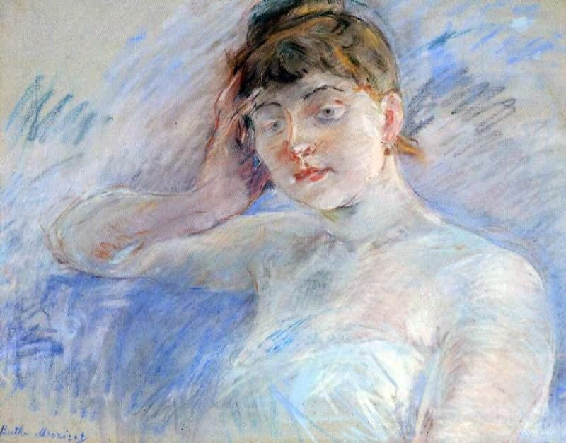 Berthe Morisot Young Woman in White (also known as Isabelle Lemmonier) - Canvas Print