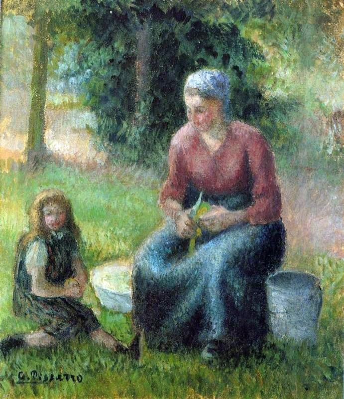 Camille Pissarro Peasant Woman and Her Daughter, Eragny - Canvas Print