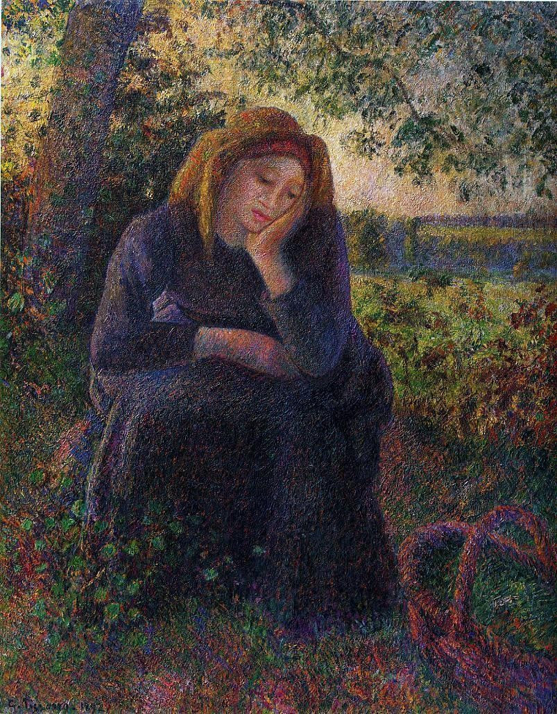 Camille Pissarro Seated Peasant - Canvas Print