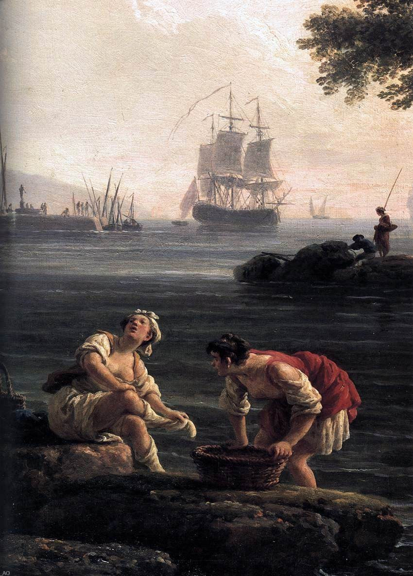 Claude-Joseph Vernet A Seashore (detail) - Canvas Print